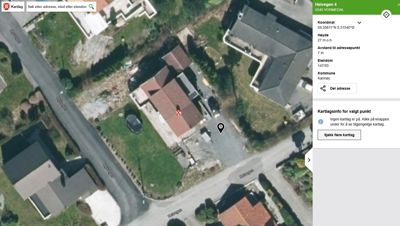 Satellittbilde (kart) av eiendom på Heivegen 4 i Vormedal med adresseinfo og koordinater.