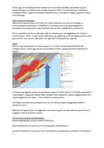 Et faresoneskart for Kvam rapport nr. 23-2017 som viser et område med skredfare (rødt og gult) og en blå pil som indikerer retning eller fokus.