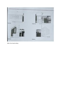Bildet viser fire fasadetegninger (Nord, Vest, Sør, Øst) for en bygning, med teksten 'Bilde: Etter fasade endring' nederst.