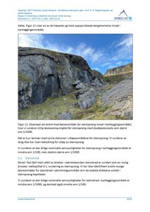 Fotografi av en bergskrent med løseområder for steinsprang, tatt innad i et kartleggingsområde for skredvurdering.