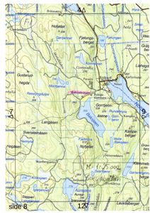 Et topografisk kart over et område i Norge, med navn på fjell, innsjøer, bekker og stier. Kartet har en håndskrevet merking 'Baksjøbråtan' og en skala 'M 1:25 000'.