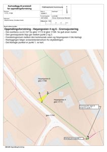Kart over eiendomsgrenser og arealoverføring for Høyangveien 4 og 6.