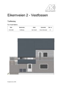 Fasadetegning (opprikk) av en bygning med detaljer om fasadematerialer, vinduer og balkonger.