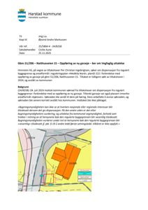 Situasjonsplan som viser bygningens plassering (Nr. 51/206) i forhold til regulert byggegrense og arealformål.