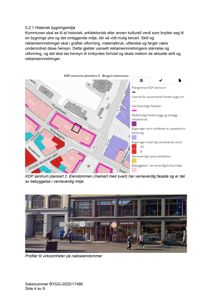 Situasjonsplan (KDP sentrum plankart 2) som viser eiendomsforhold, verneverdige fasader og bebyggelse i Bergen kommune.