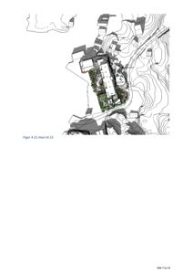 Situasjonsplan som viser bygningens plassering i forhold til terrenget (konturlinjer), nabolag og omgivelser.