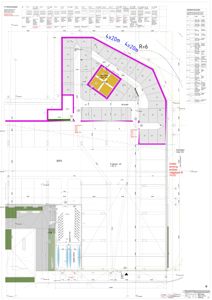 Situasjonsplan som viser tomtens grenser, bygningers plassering, veier og innvendige/utvendige vegger.