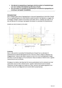 Etasjeplan som viser romfordeling og arealbruk for en næringsdel i en bustadblokk.