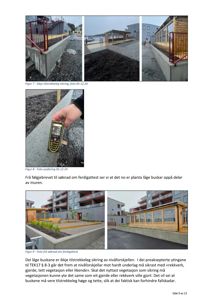 Fotografier av en ferdigstilt bygning med sikring mot fallfare, inkludert en håndholdt synfaring-enhet.