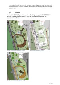 Situasjonsplaner som viser tomtens form, høyder (P-verdier), vegetasjon og plassering av bygninger/veier.