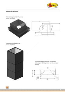 Produktmåletegninger for takinndekning og teleskop kanal med mål og dimensjoner.