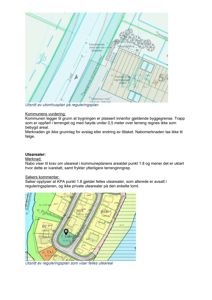 Bildet viser to utsnitt av reguleringsplaner (tomteplaner) som illustrerer bygningers plassering, utearealer og naborelatjoner.