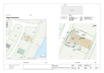 Situasjonsplan og utomhusplan som viser tomtens beliggenhet, naboeiendommer, bygningers plassering og arealoppdelinger.