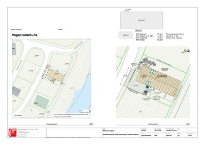 Situasjonsplan og utomhusplan som viser bygningens plassering i forhold til nabolaget, veier og vannveier.
