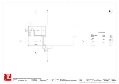 En plan tegning (plan sokkel) som viser romfordeling, dimensjoner og arealoppdeling for en bygning.
