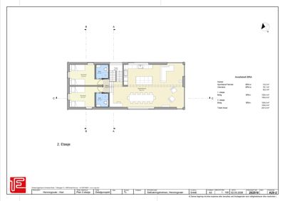 Etasjeplan for 2. etasje som viser romfordeling, veggposisjon og arealoppdeling.
