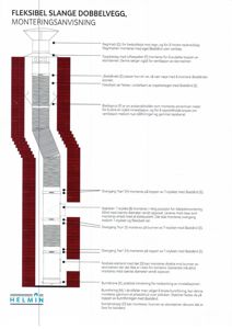 Monteringsanvisning for fleksibel slange dobbelvegg i en skorstein, med detaljerte tegninger og tekstforklaringer.