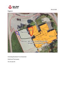 Bildet viser en situasjonsplan (riggplan) over et byggeområde med markerte soner og veier.