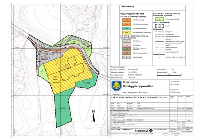 Situasjonsplan med reguleringsplan, tomtegrenser og bygningsplassering