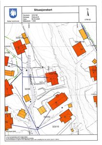 Situasjonskart som viser eiendommen Ekelund 6 i forhold til nabolaget, med tomtegrenser, veier og orientering.