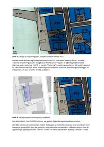 Bildet viser en situasjonsplan (tomteplan) med reguleringer, der det er markert felt (F13, F14, T8, K1) og forhold til naboeiendommer og veier.