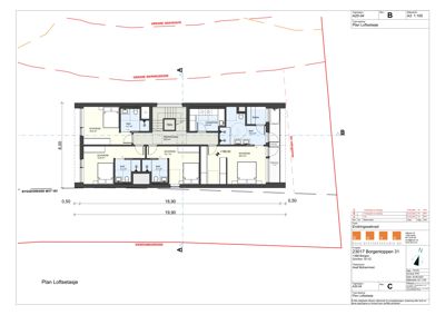 Etasjeplan for loftsetasje med romfordeling og mål.