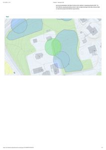 Et kart som viser et område med topografi, naturtyper (fargekoder) og bygninger.