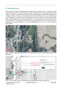 Flyfoto av tiltaksområdet med overlappende snittegning som illustrerer terrengforhold.