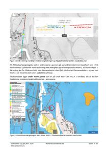 Kart med kvartærgeologisk kartlegging og et snitt over terrengforhold.