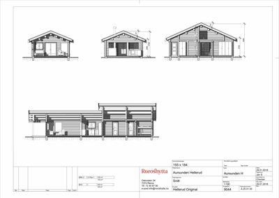 Snittegning som viser bygningens tverrsnitt, høyder og konstruksjon.