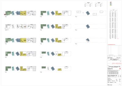 Etasjeplaner (Floor Plans) for et bygg, som viser romfordeling og arealer for flere etasjer.