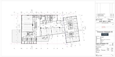 Etasjeplan eller romfordeling for en bygning, sannsynligvis et helse- eller omsorgsbygg.