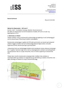 Situasjonsplan som viser plassering av eksisterende og nytt sanitærbygg i forhold til campingplassen.