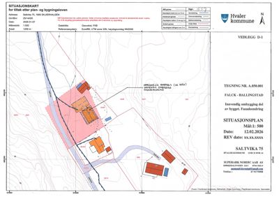 Situasjonskart som viser bygningers plassering, tomtegrenser og høydekurver for et bygg.