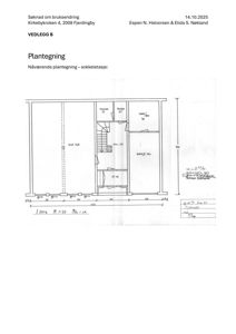 Etasjeplan eller sokkeletasje med romfordeling og stueplan for en bygning.