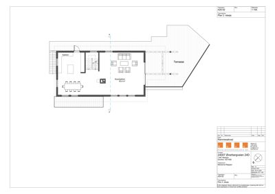 Etasjeplan (Plan 2. etasje) som viser romfordeling, møblering og utvendig terrasse.