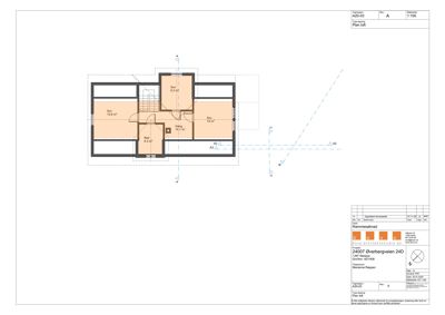 Etasjeplan (Plan loft) som viser romfordeling, arealer og veggkonstruksjoner for et loftsetasje.