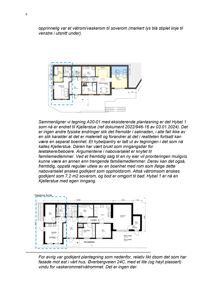 Bildet viser to plantegninger (etasjeplaner) som sammenlignes. Den øverste tegningen viser en plan med en blå stiplet linje som markerer en endring fra et våtrom/vaskerom til soverom. Den nedre tegningen viser dagens bruk med rombetegnelser som 'HYBEL 1' og 'HYBEL 2'.