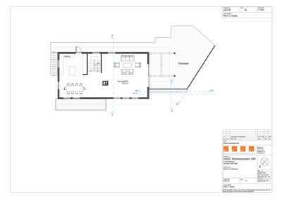 Etasjeplan (Plan 2. etasje) som viser romfordeling, møblering og utvendig terrasse.