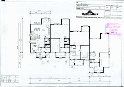 Etasjeplan (1. etasje) for en bolig fra Heilandhus AS, som viser romfordeling, dimensjoner og arealoppdelinger.