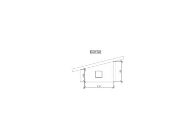 Snittegning (Snitt Sør) som viser tverrsnittet av en bygning med angitte mål på høyde og bredde.