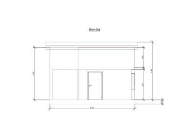 Snittegning (Snitt Ø5) som viser tverrsnittet av en bygning med angitte høyder og døråpninger.