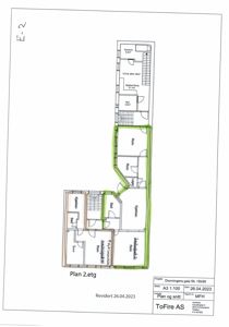 Etasjeplan for 2. etasje (Plan 2.etg) med romfordeling, arealer og utforming av leiligheten.