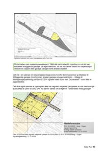 Digitallisert plankart som viser fellesgarasjen på «Tomt 54» og regulering av avkjørsel.