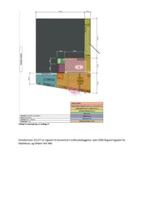 Etasjeplan (plantegning) som viser romfordeling, arealer og dimensjoner for eiendommen 3/1277.
