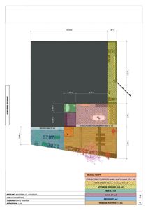 Etasjeplan (arealplan) som viser romfordeling, mål og arealer for et husprosjekt.