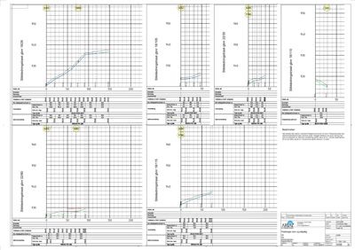 Tegninger som viser detaljerte beregninger og diagrammer for ståldekningstegning (tverrsnitt) av en bygning.