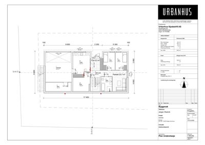 Etasjeplan (Plan Underetasje) som viser romfordeling, dimensjoner og arealer for en bolig.