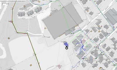 Kartutsnitt som viser et område med bygninger, veier (Lillegaten, Likhagen) og topografi. Det er en digital kartvisning med koordinater og gnr/bnr-informasjon.