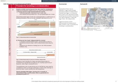 Kartutsnitt som viser Kallumlia-området med kartutsnittet til høyre som viser Kallumlia 11 og områder for kvikkleireskred.